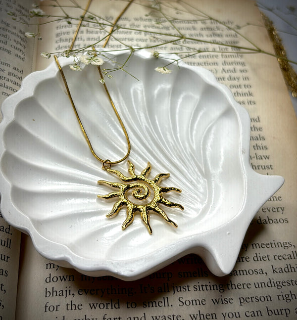 Spiral Sun Pendant Necklace