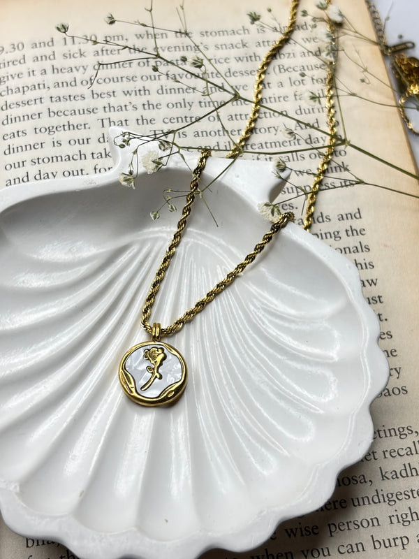 Rose Coin Pendant Necklace
