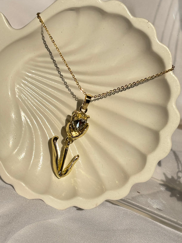 Tulip Crystal Pendant Necklace